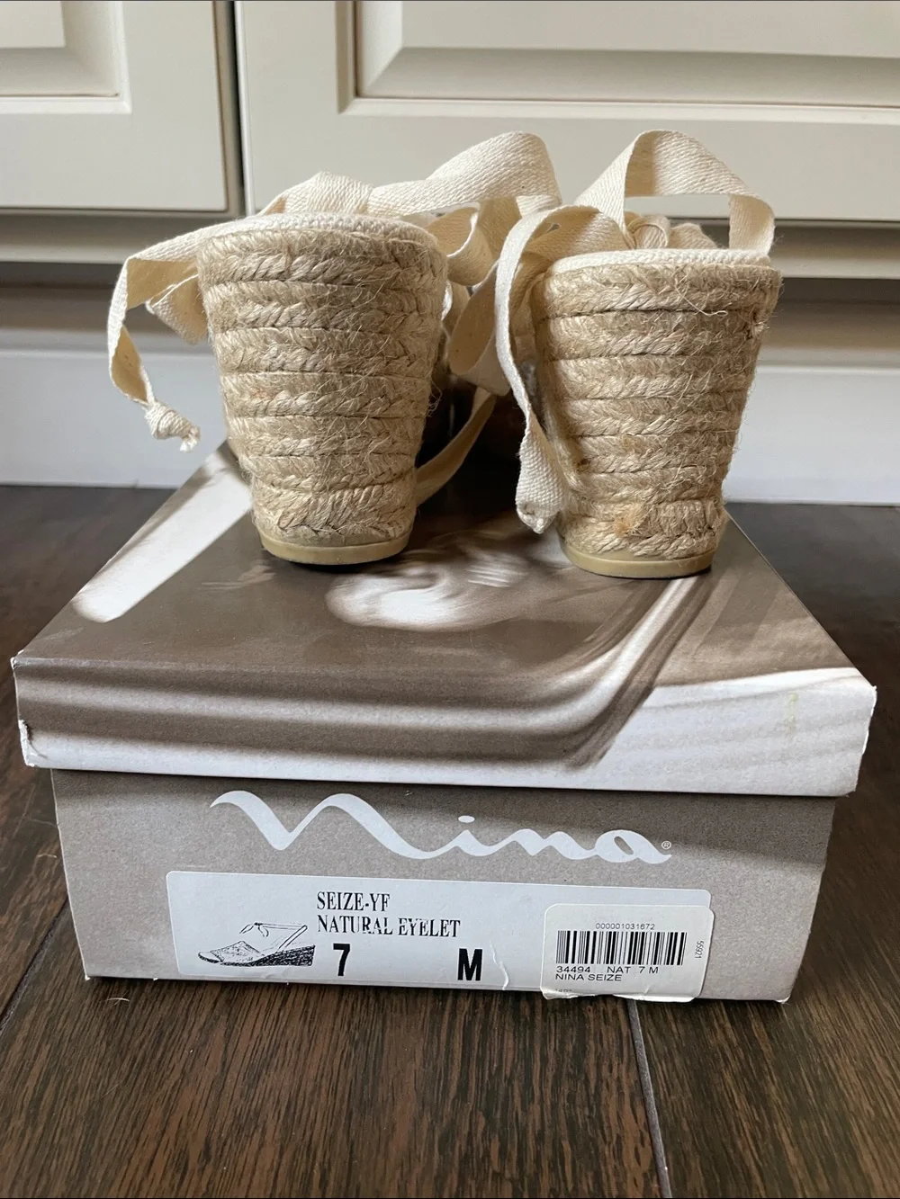 LIKE NEW NINA Crochet Espadrille Wedge Wrap Sandals!